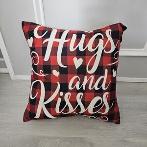 Beautiful Hugs and Kisses accent pillow 18x18 red black cream